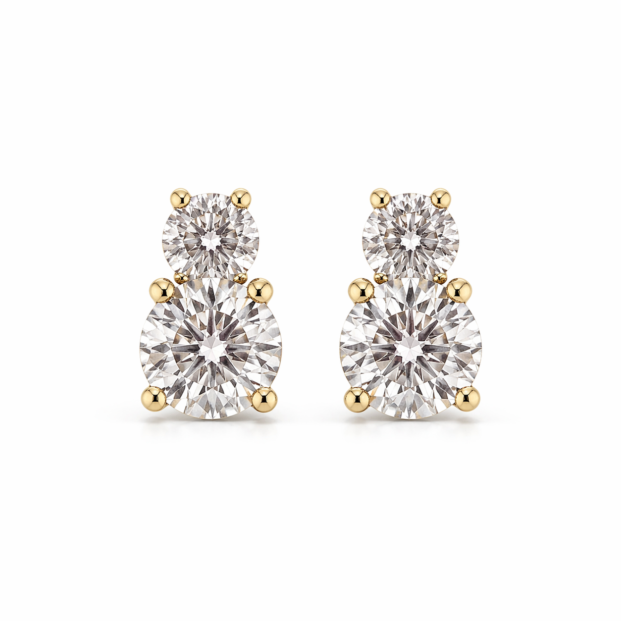 Starlight lab. diamond - 14Kt Round cut øreringe 0,15+0,50ct