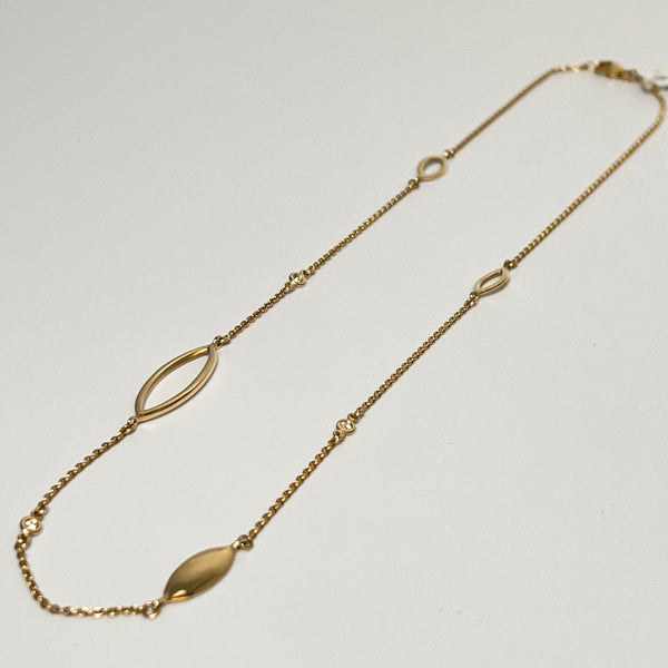 Guld halskæde med diamanter 14kt.