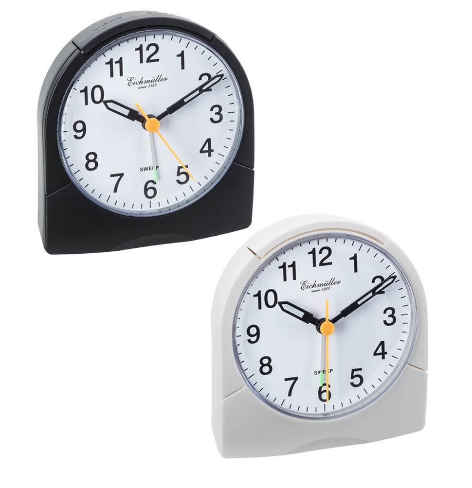 Analog vækkeur med krybende sekunder - Hvid