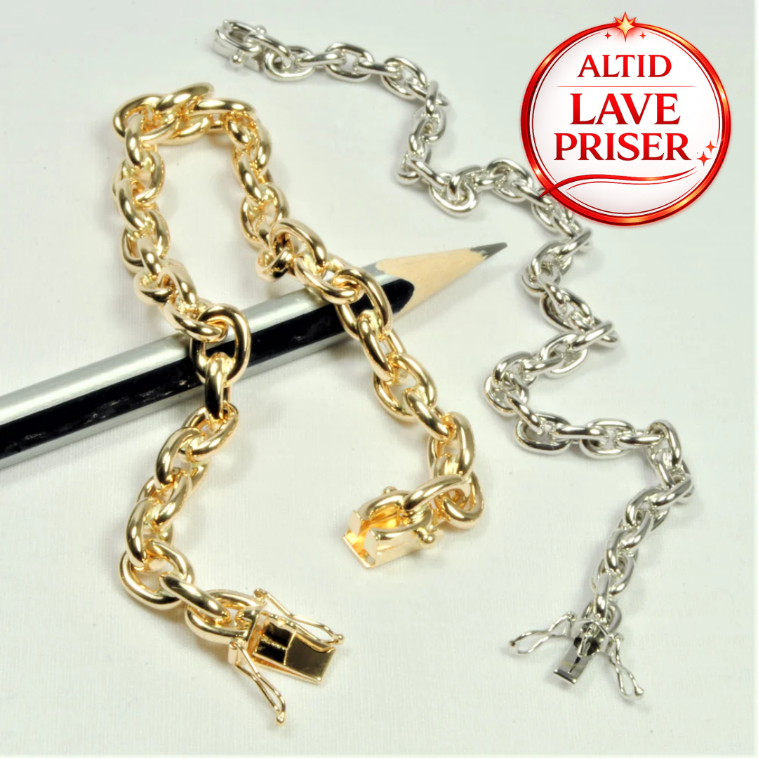 14kt Guld rund-anker armbånd 17cm