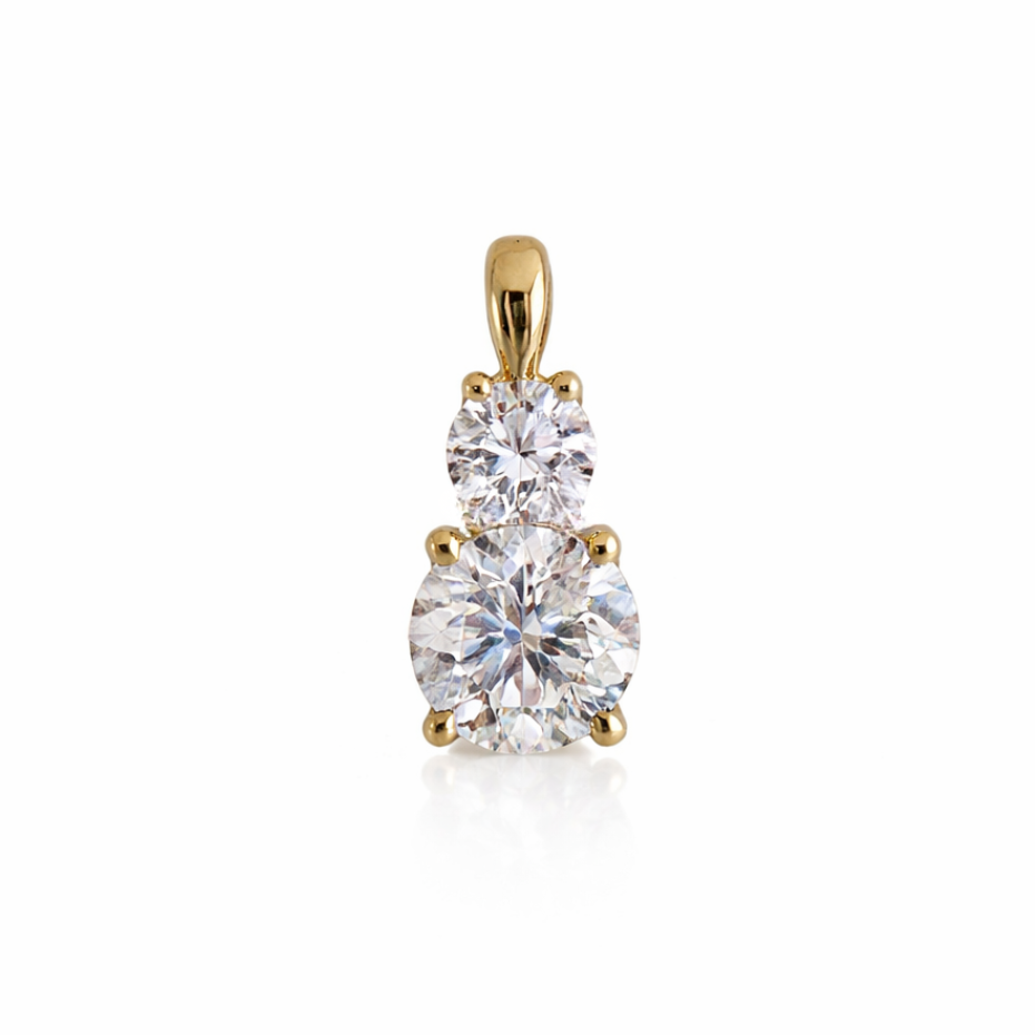 Petersen Jewels 14 kt guld vedhæng med 0,50 og 1,50 ct labgrown diamanter set forfra