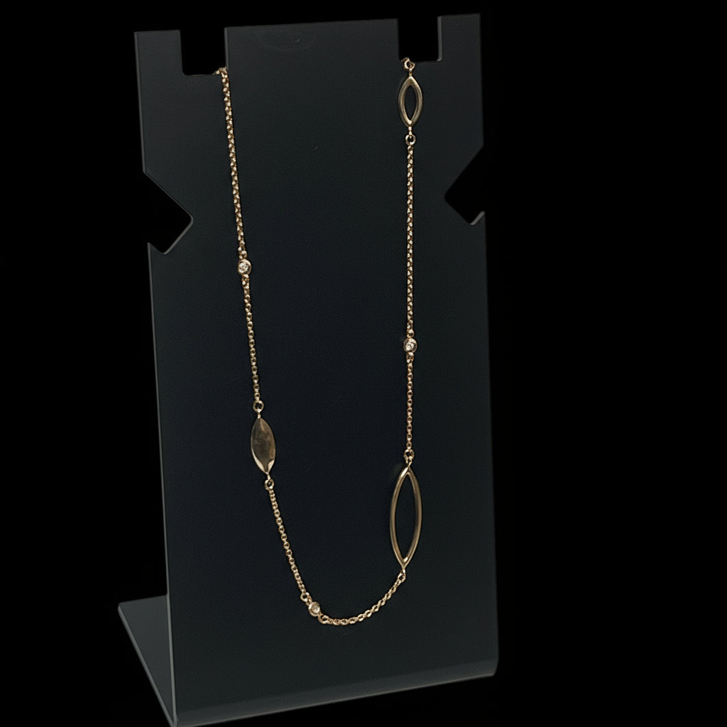 Guld halskæde med diamanter 14kt.