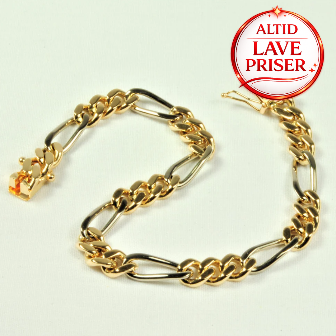 14kt Guld Figaro armbånd 18,5cm