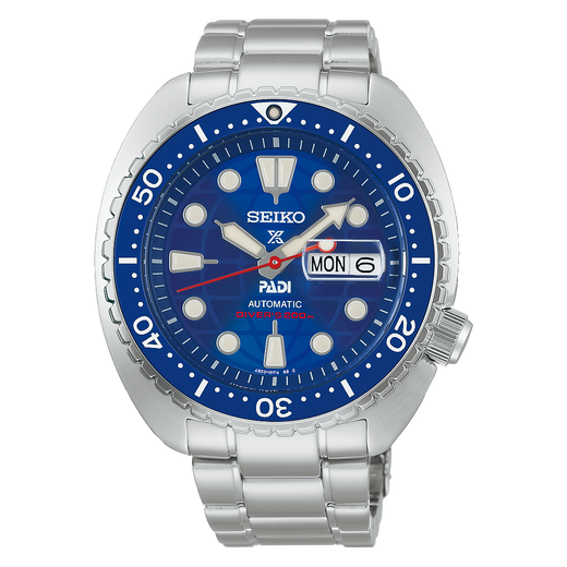 Seiko Prospex HBB002 PADI 60th Anniversary Limited Edition dykkerur med blå urskive, automatisk 4R36, keramisk krans og stållænke.