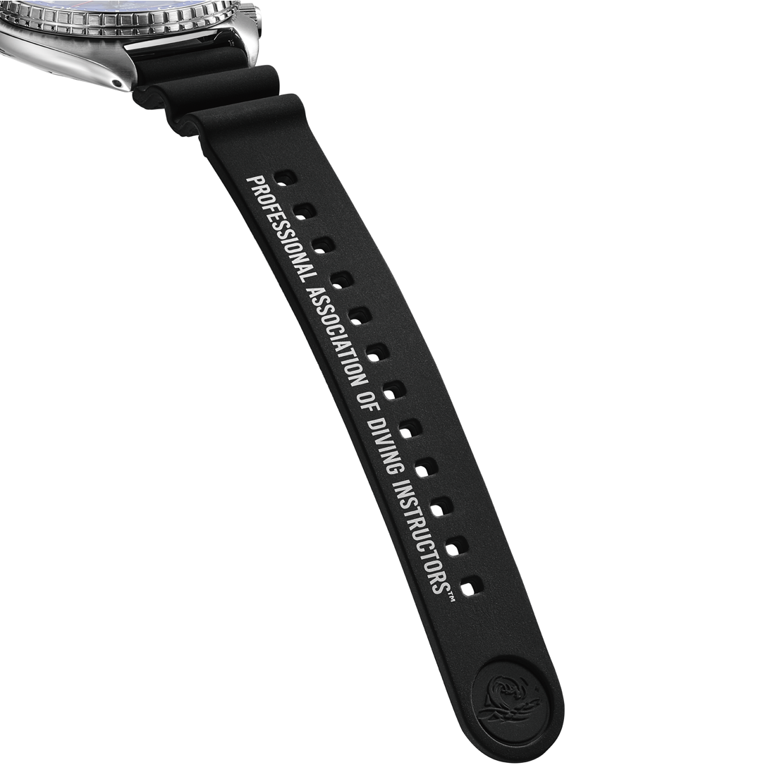 Ekstra sort PADI-silikonerem til Seiko Prospex HBB002 limited edition med harmonikadesign til dykkerbrug.