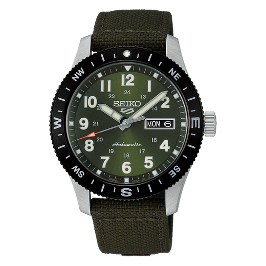 Seiko-5-Sports-Field-Series-HDB008K1-automatisk-herreur-med-khakigroen-urskive-og-nylonrem