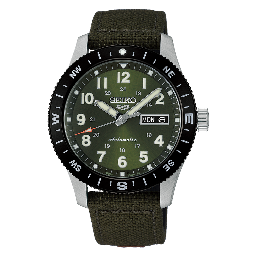 Seiko-5-Sports-Field-Series-HDB008K1-automatisk-herreur-med-khakigroen-urskive-og-nylonrem