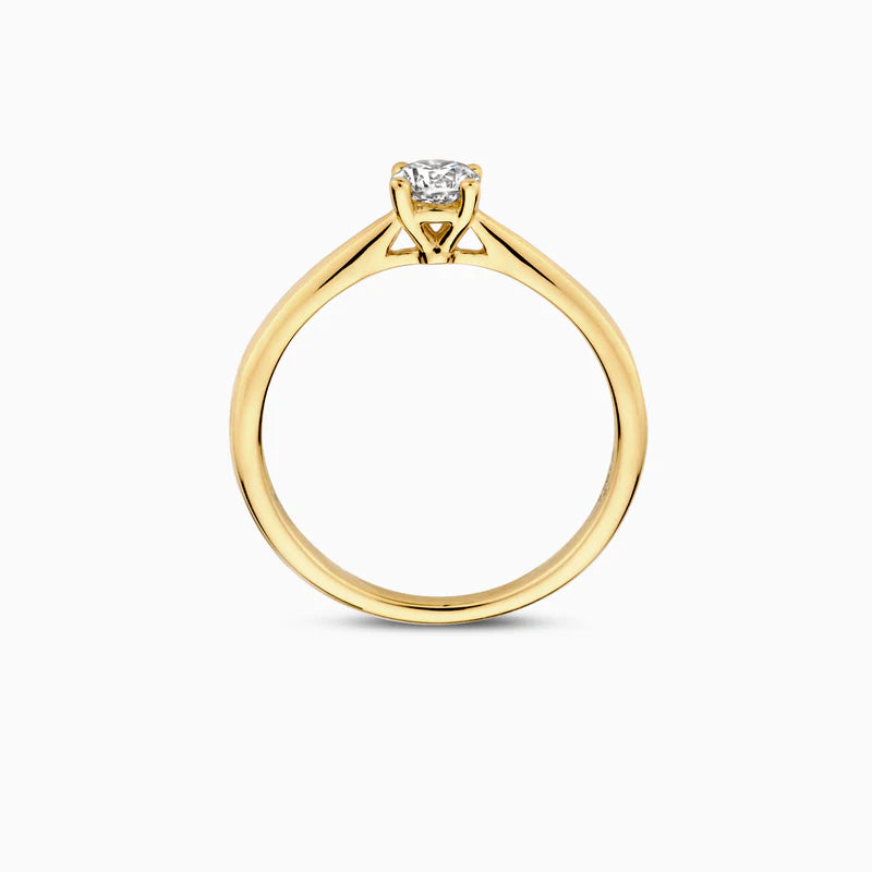 Blush ring LG1002Y i 14 kt gult guld med rund labgrown diamant set forfra