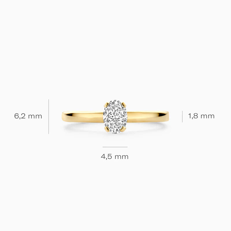 Blush ring LG1019Y med mål 6,2 mm x 4,5 mm og ringskinne på 1,8 mm