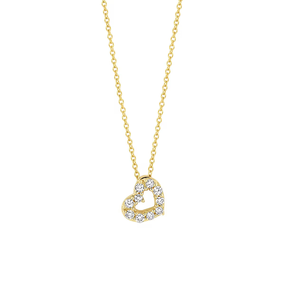 Blush collier i 14 kt guld med hjerteformet 0,14 ct labgrown diamant – elegant og romantisk halskæde