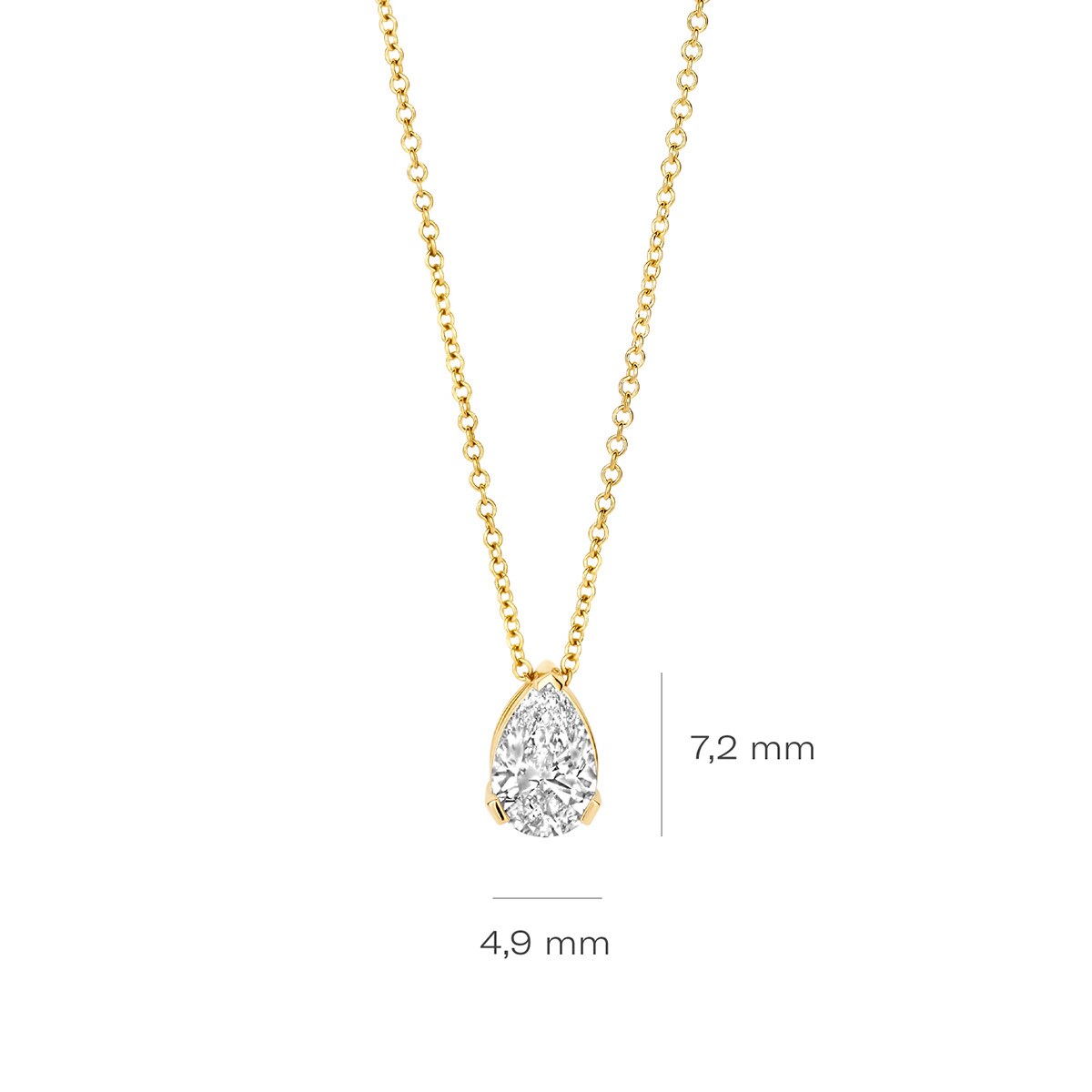 Blush collier med dråbeformet labgrown diamant på 0,50 ct i 14 kt gult guld – vedhæng 4,9 x 7,2 mm