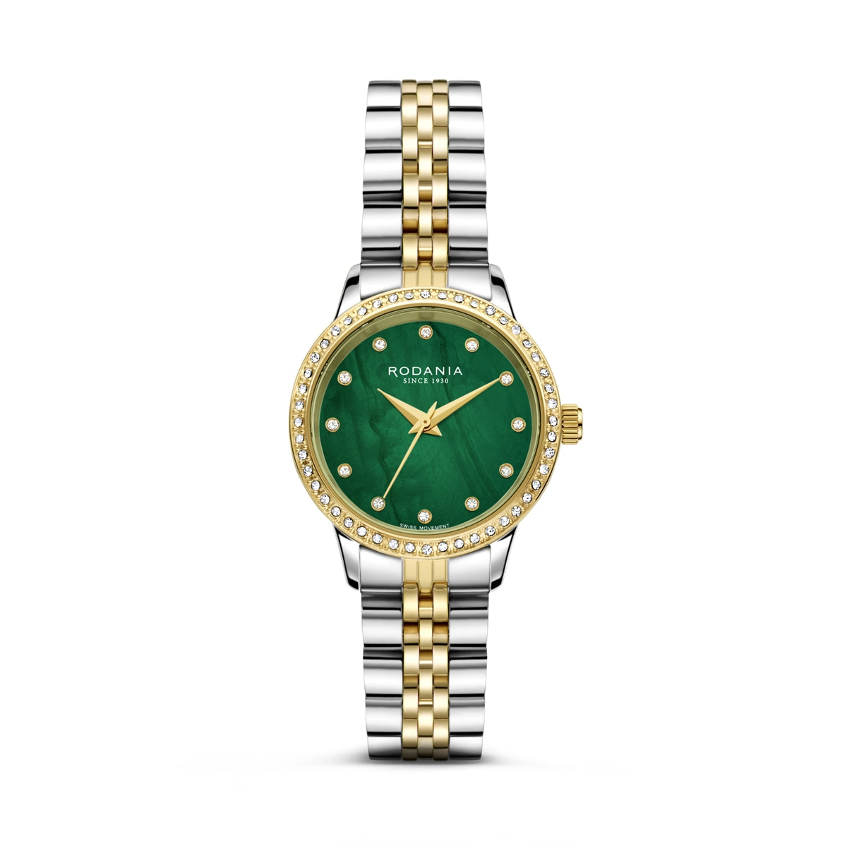 Rodania Montreux R10025 dameur med sølvfarvet stållænke, rund 30 mm urkasse, perlemorsskive og safirglas.