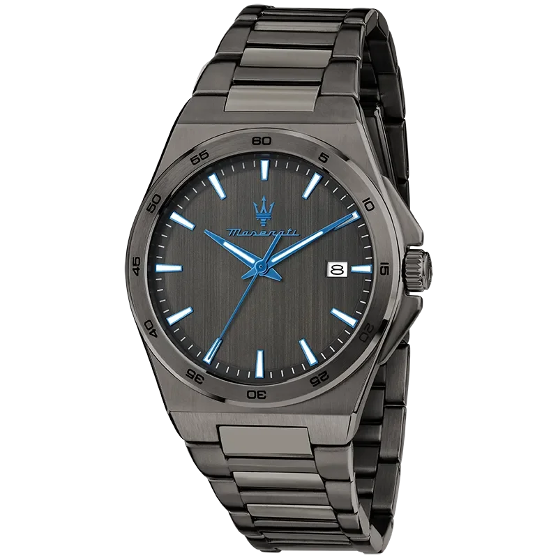 Maserati Successo Dark Edit R8853154001 herreur med sort skive og blå detaljer