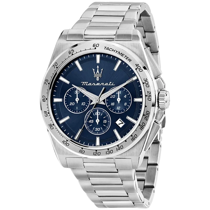 Maserati Velocità R8873652014 herreur med blå skive og stållænke set forfra