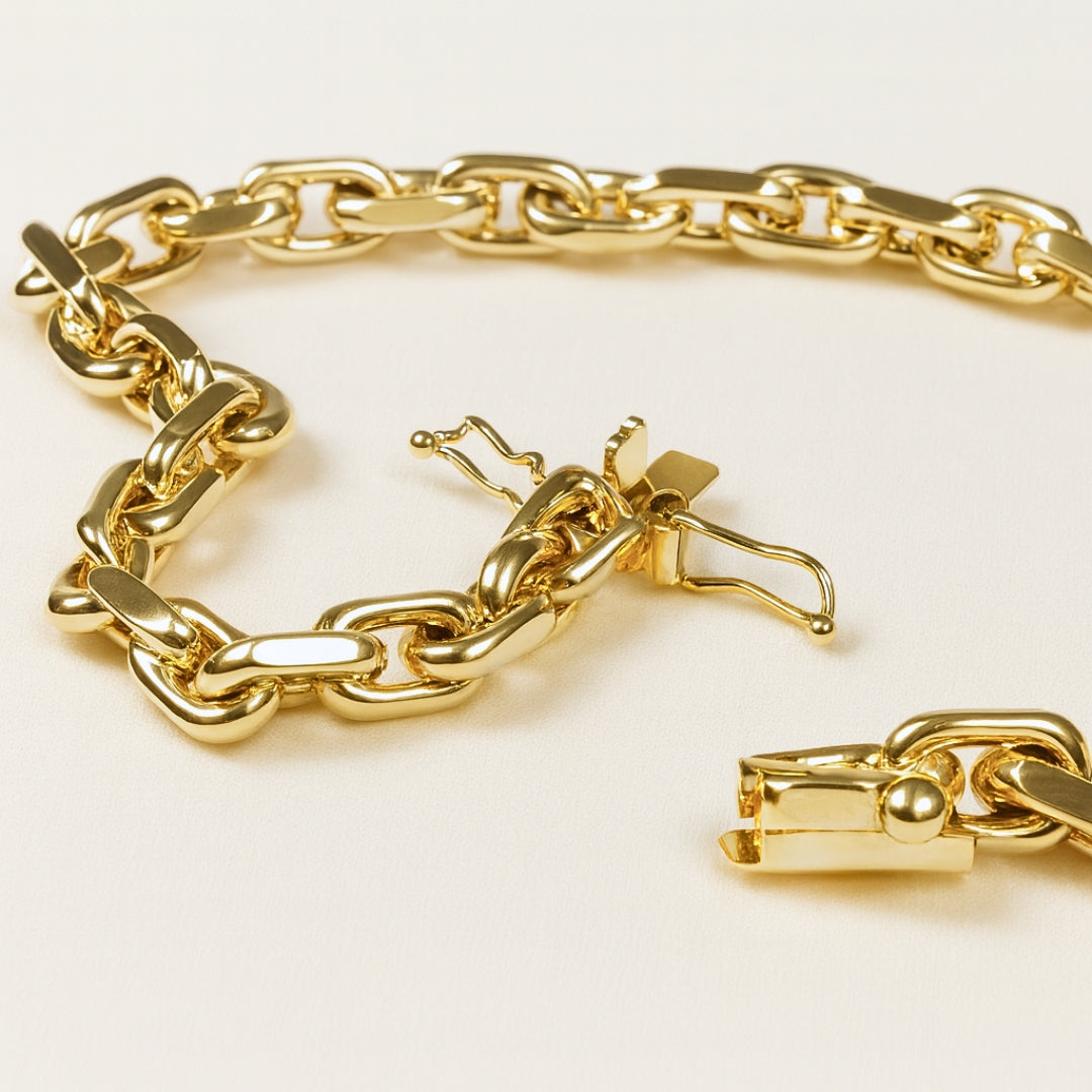 14Kt Guld anker facet armbånd 18,5cm