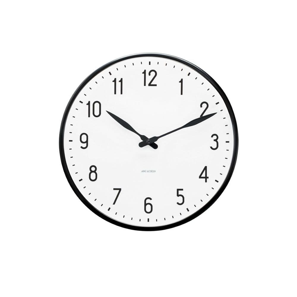 Arne Jacobsen Station vægur 16 cm 43623 i sort og hvid