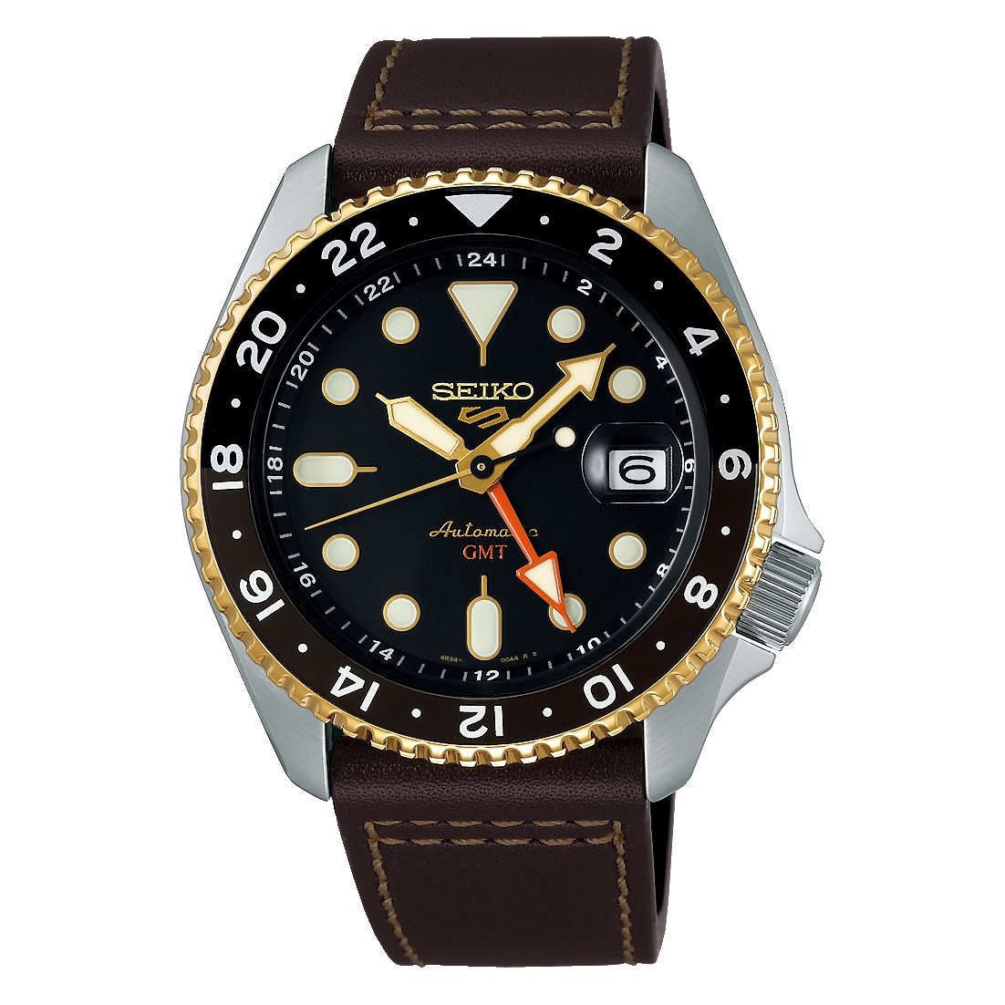 Seiko 5 Sports SSK036K1 automatisk GMT herreur med læderrem