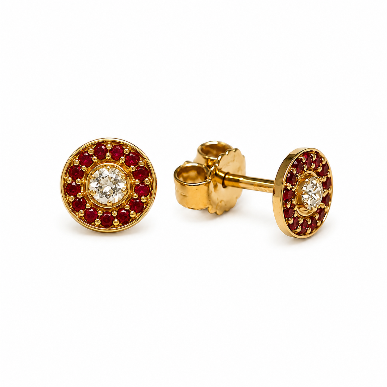 Blomster Jewelery øreringe M. Diamant + Rubin 14KT.