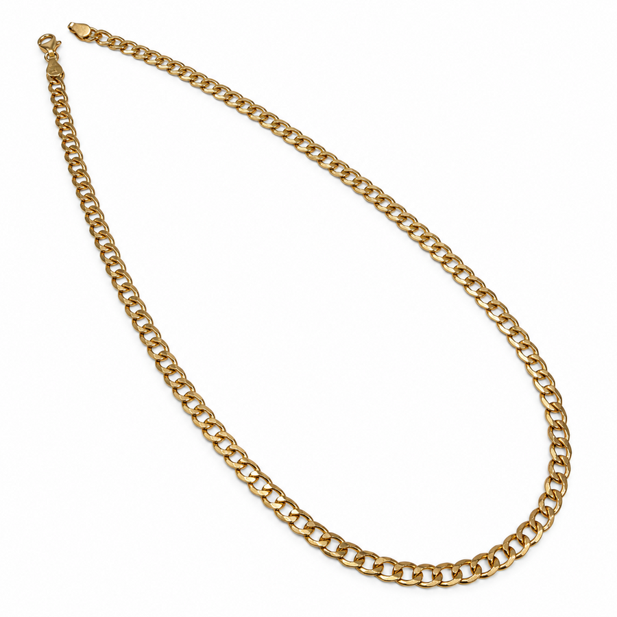 Brugt panser facet halskæde i 14 kt. guld 45 cm - BRUGT0117 [ai-redigeret]