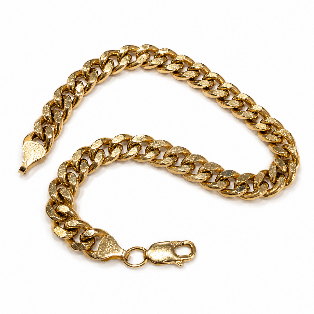 Brugt 14 kt. panser facet armbånd i guld, foldet visning - BRUGT0078 [ai-redigeret]