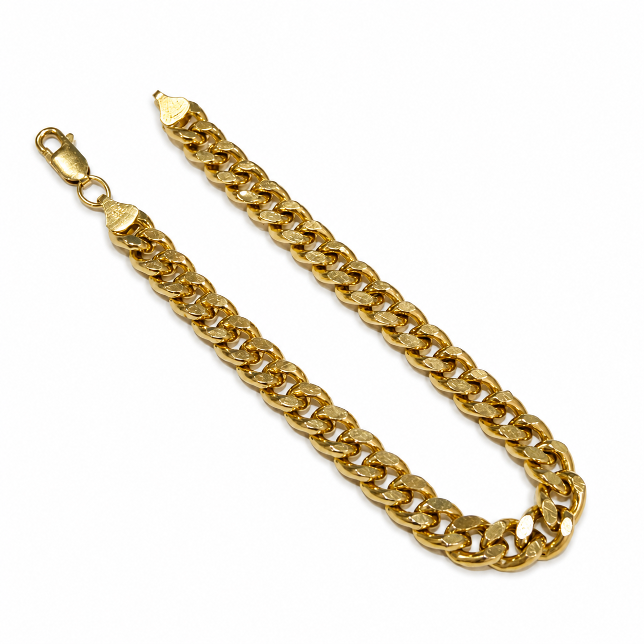 Brugt 14 kt. panser facet armbånd i guld, fuld længde - BRUGT0078 [ai-redigeret]