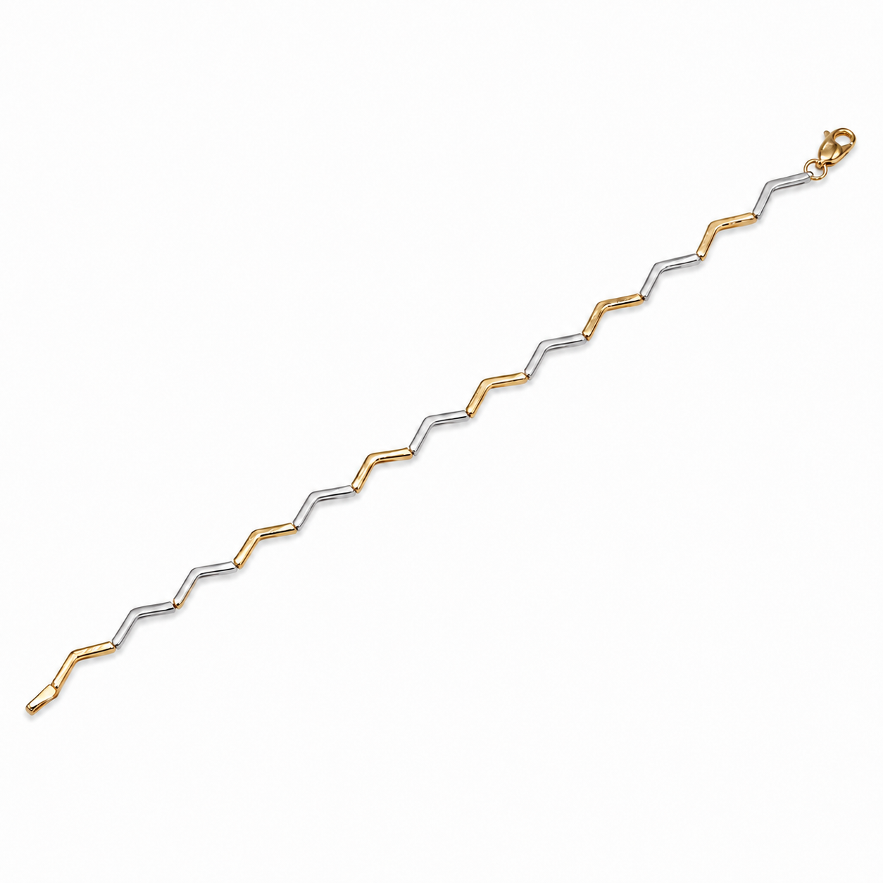 Brugt 14 kt. armbånd i rød- og hvidguld, 19 cm, vist i fuld længde [ai-redigeret]
