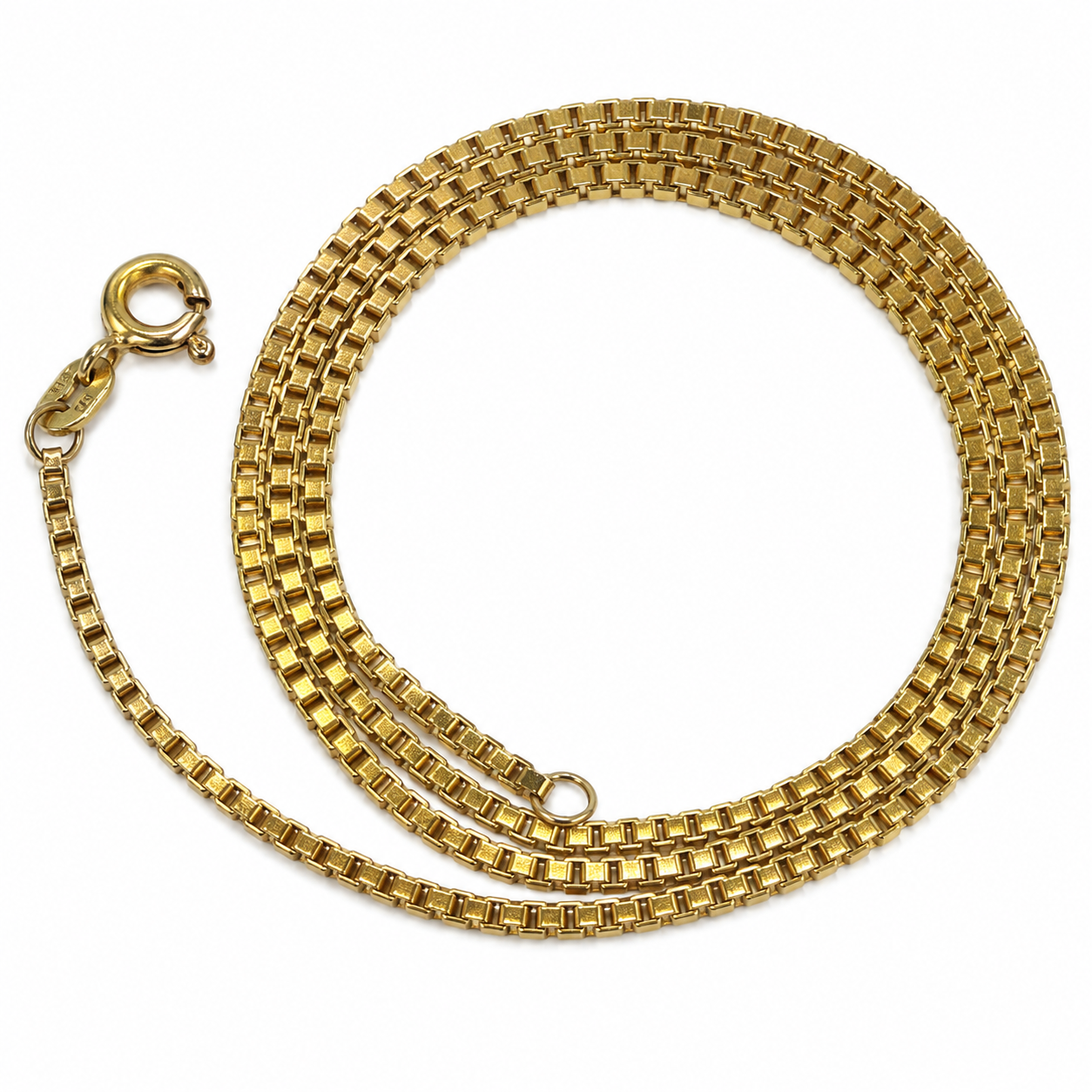 Brugt Venezia halskæde i 14 kt. guld fra BNH, 60 cm, oprullet [ai-redigeret]