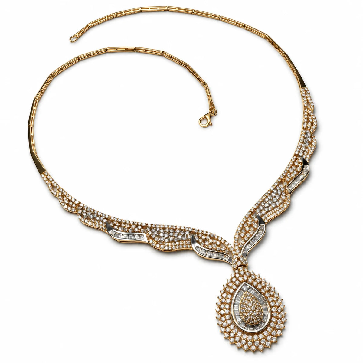 Brugt 18 kt. bryllupssæt med zirkonia – collier – BRUGT0120