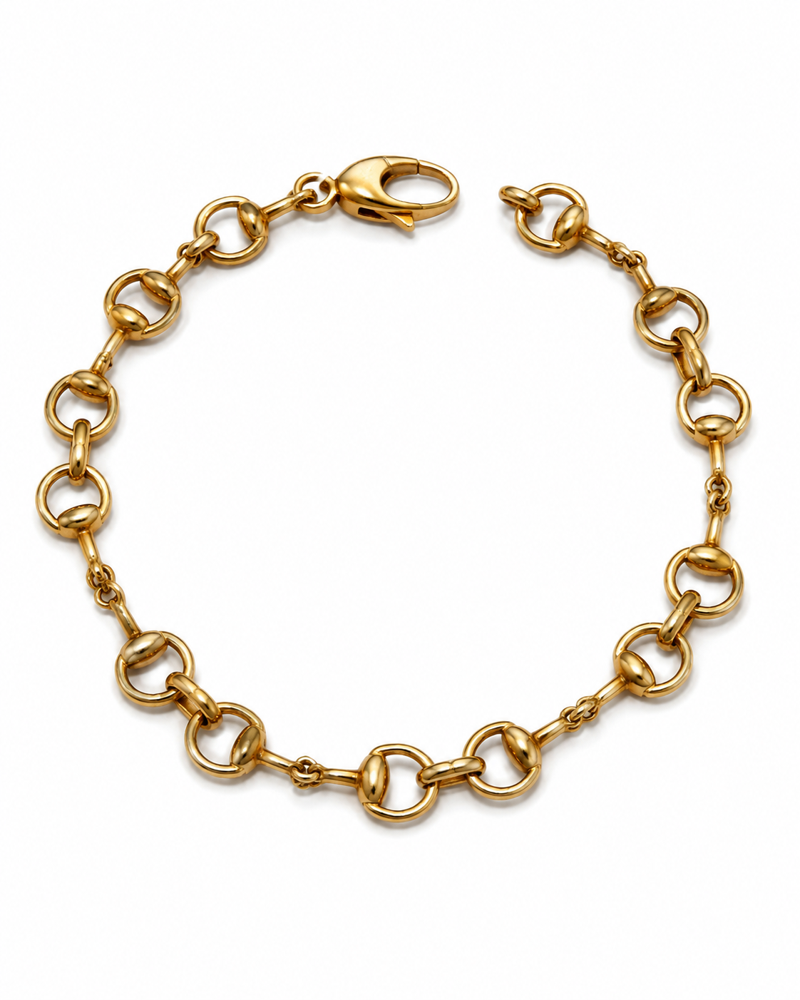 Brugt 18 kt. armbånd stemplet Gucci 750 med lås og dekorative led [ai-redigeret]