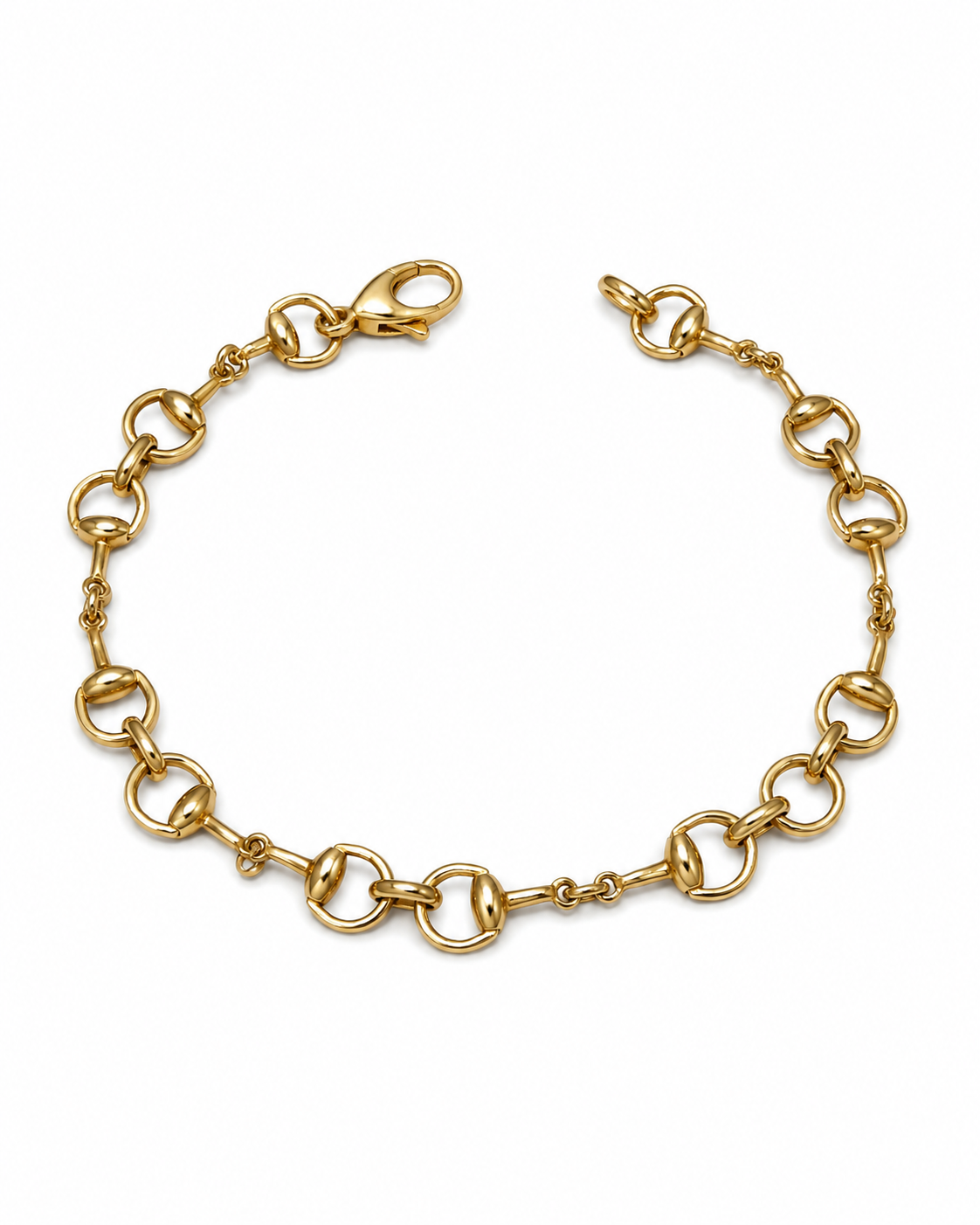 Brugt 18 kt. armbånd stemplet Gucci 750 med synlig lås og led [ai-redigeret]