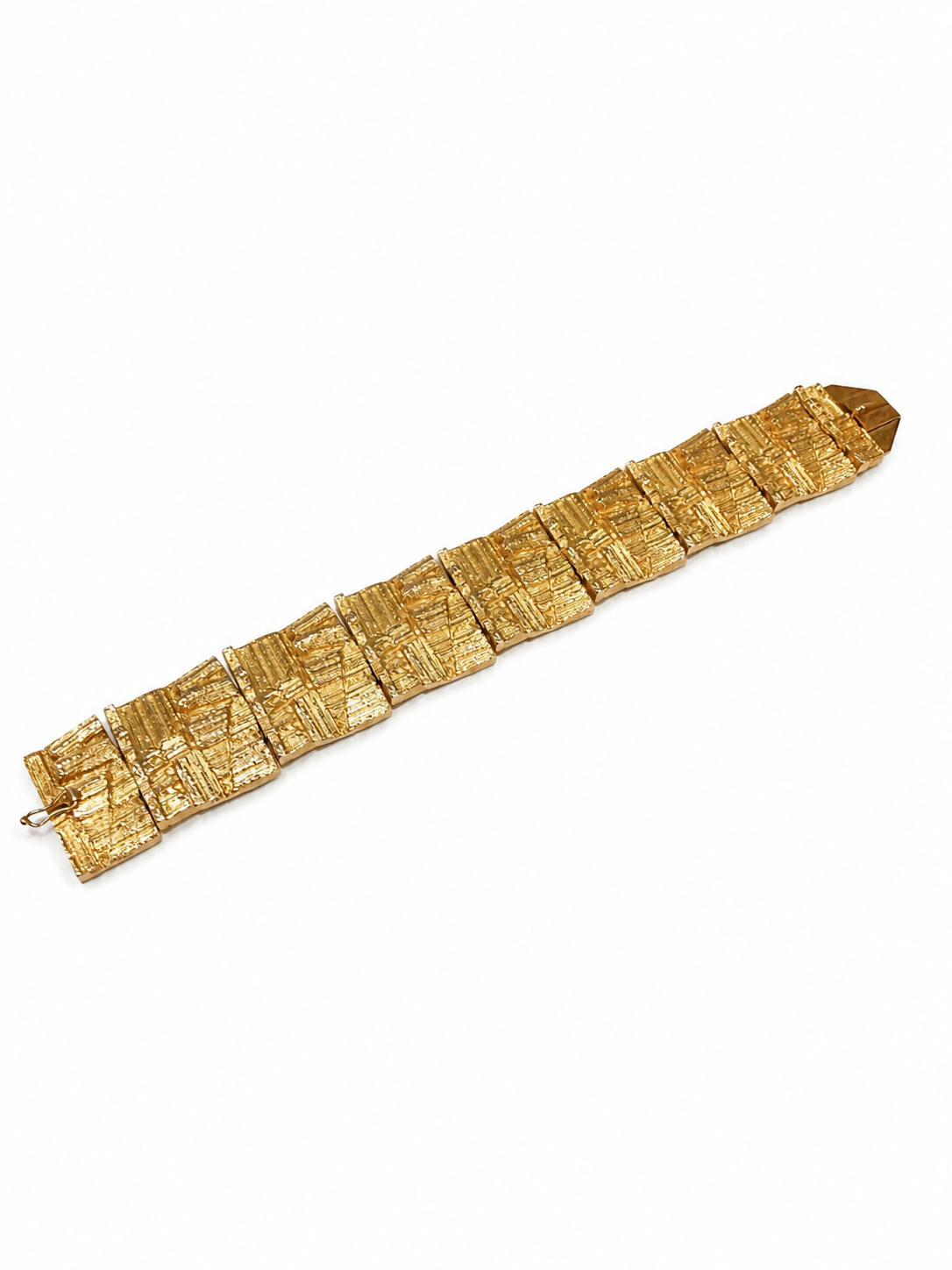 Lapponia Golden Stream armbånd i 14 kt. guld lagt fladt og vist i fuld længde [ai-redigeret]