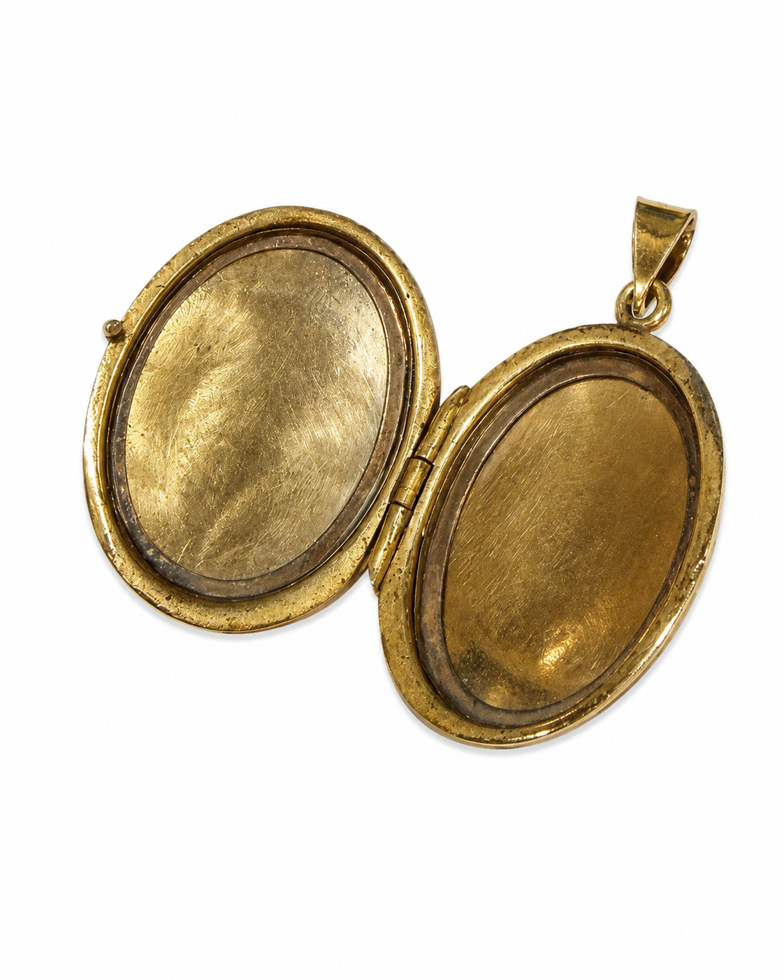 Åben oval medaljon 14 kt. med synlig inderside [ai-redigeret]