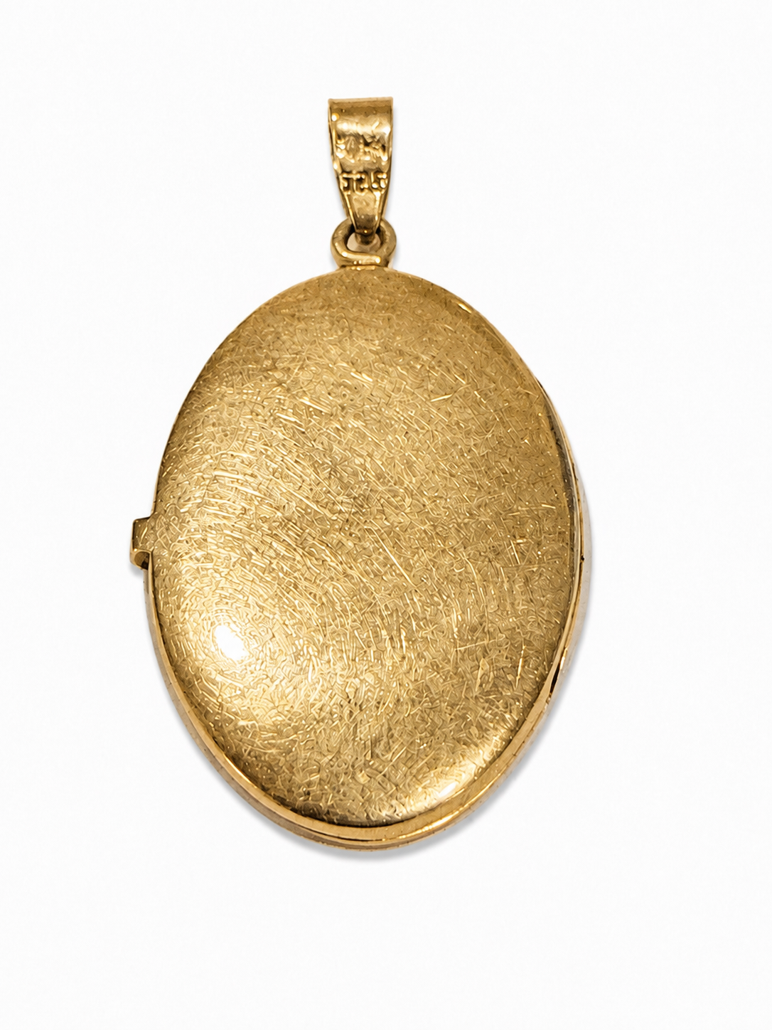 Oval medaljon set fra den enkle bagside med ophæng [ai-redigeret]