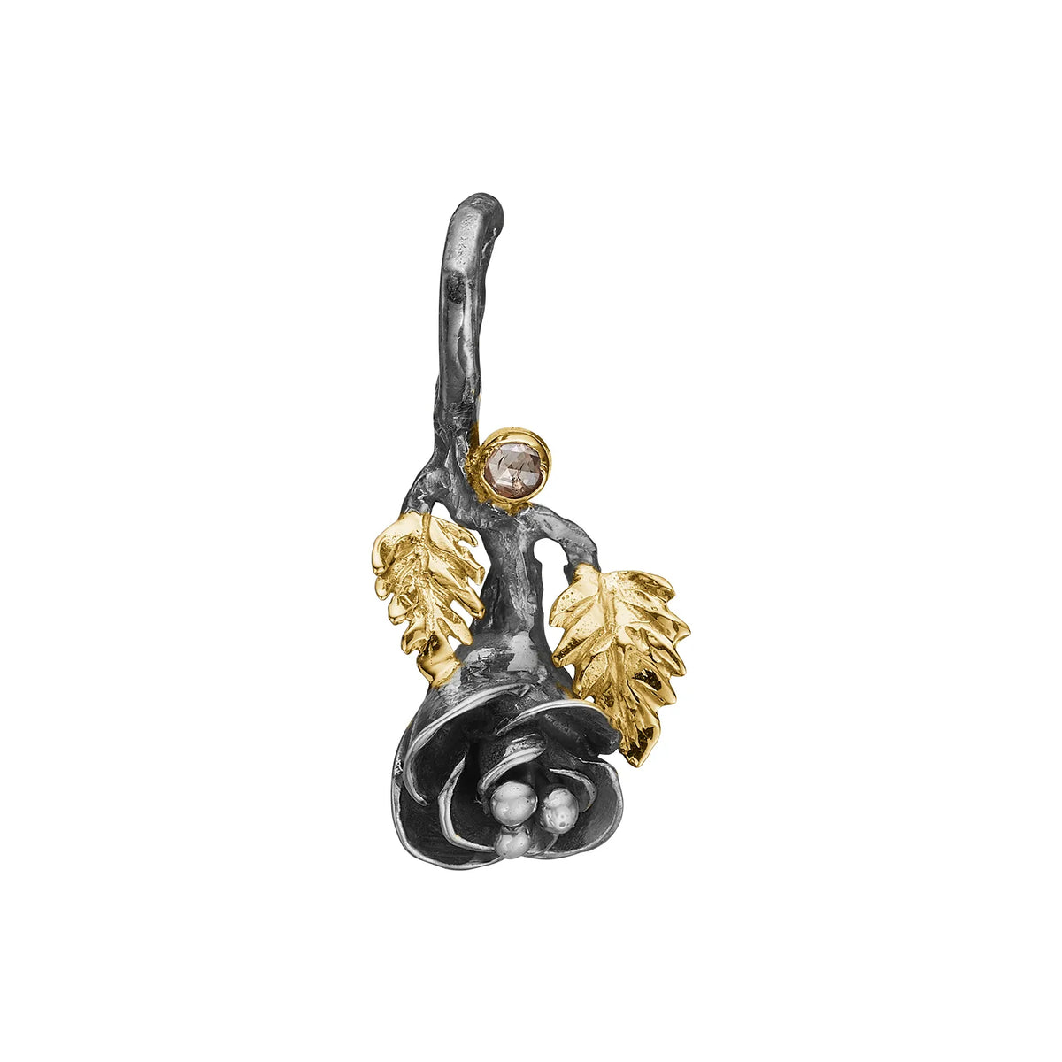 ByBirdie Aphrodite Silver Rose Vedhæng i sterling sølv og 14 kt guld med rosenslebet diamant