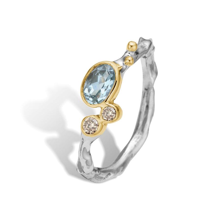 ByBirdie Grace Single Blue Aqua Faceted ring hos Petersen Ure Smykker - produktbillede