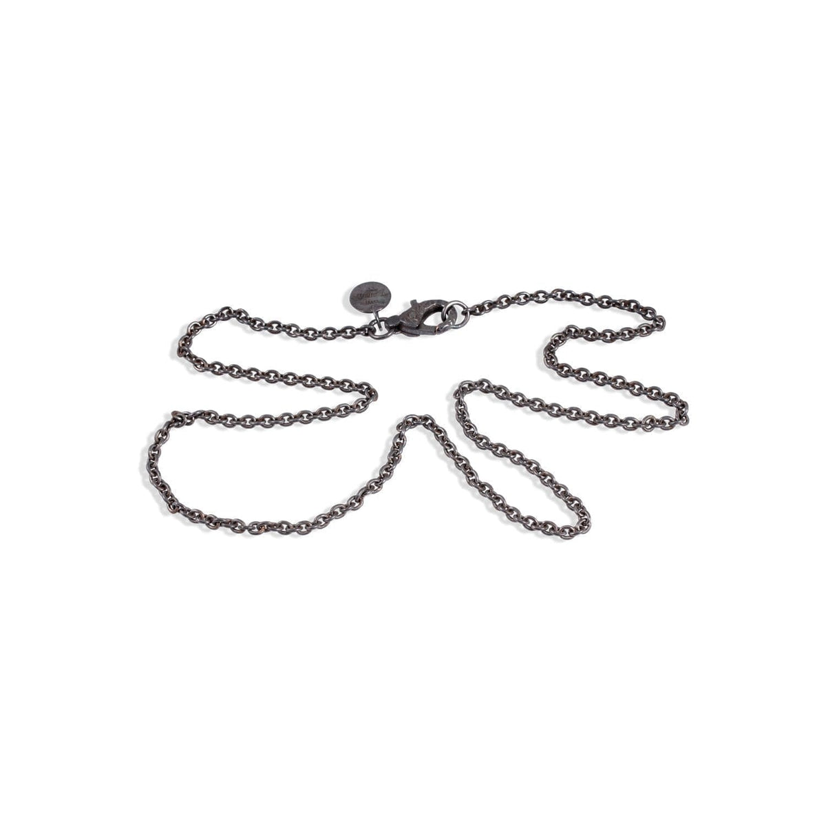 ByBirdie Nottingham halskæde 45 cm i oxyderet 925 sterling sølv med håndlavede fine kædeled, 0,5 mm trådtykkelse og ByBirdies karakteristiske signaturlås.