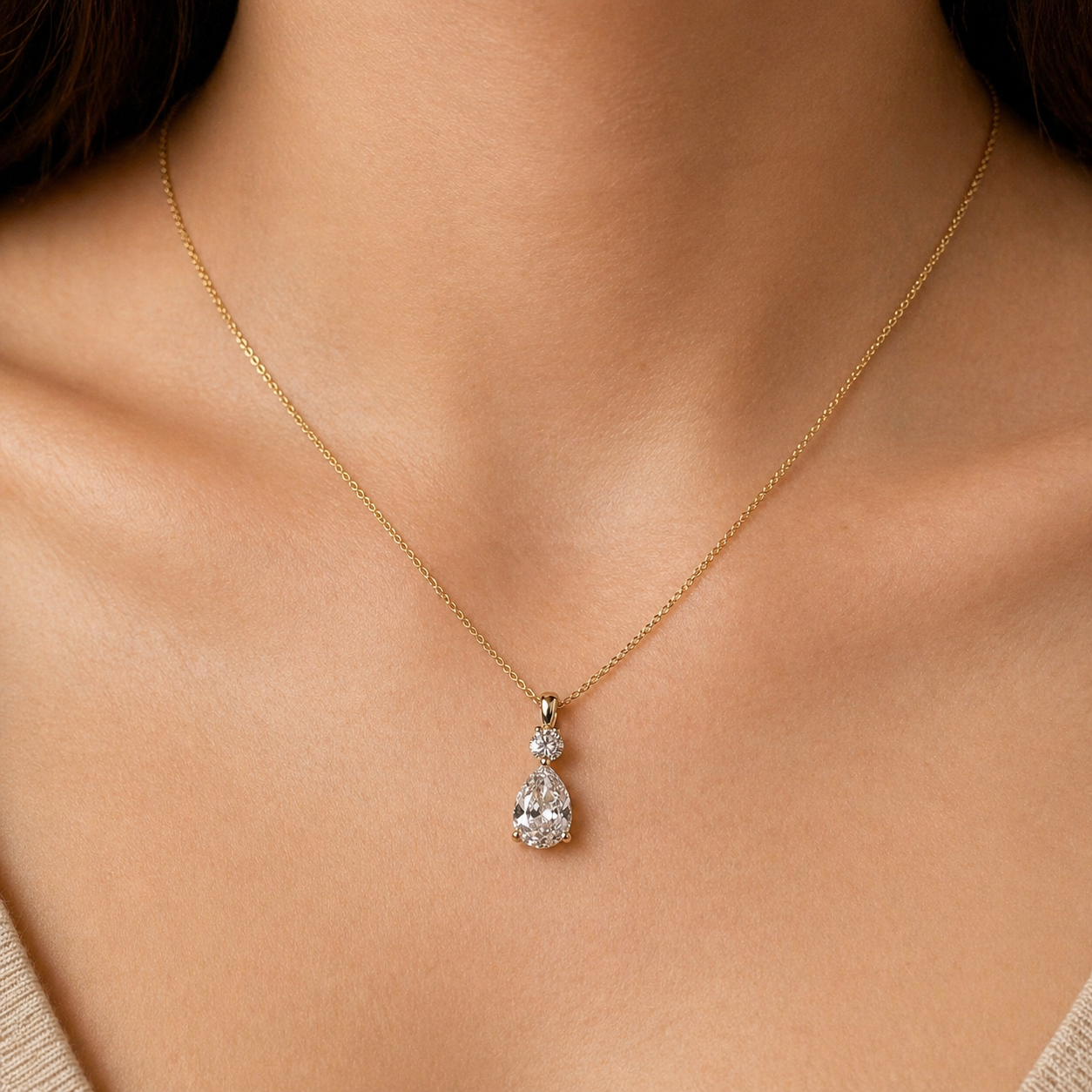 Starlight lab. diamond -  14kt Pear cut vedhæng 0,30+2,00ct