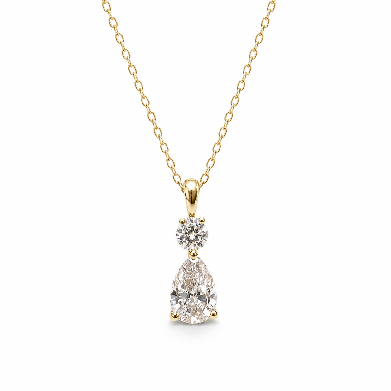 Starlight lab. diamond - 14kt Pear cut vedhæng 0,15+0,75ct