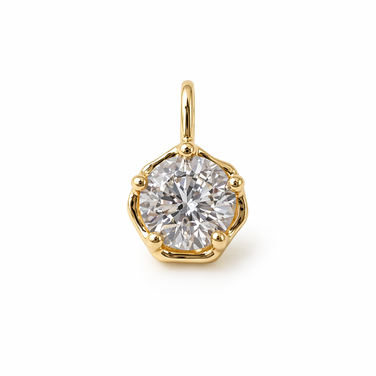 Petersen Jewels 14 kt rustikt vedhæng med 0,50 ct labgrown diamant set forfra