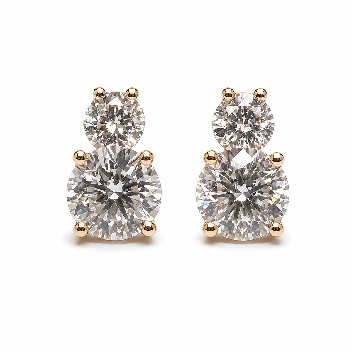 Starlight lab. diamond - 14Kt Round øreringe 0,30+1,00ct