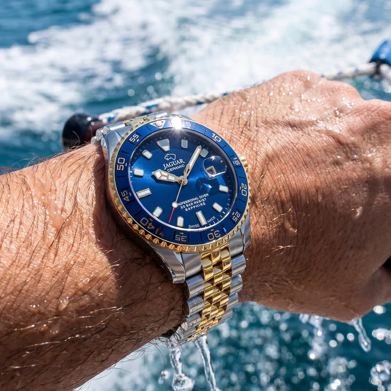 JAGUAR DIVER CERAMIC BLÅ STÅL/GULD