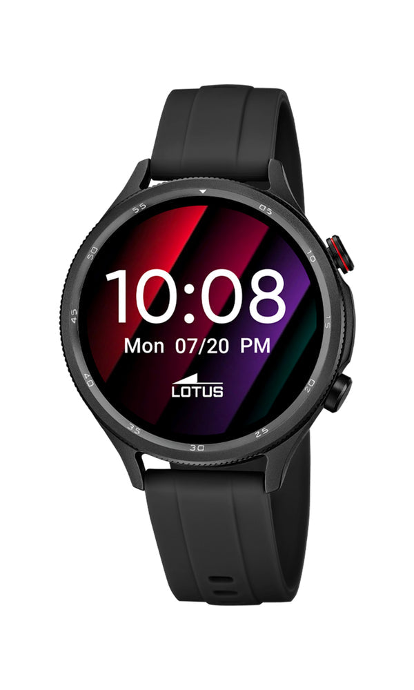 Lotus SmarTime 2nd Gen. 50205/1 smartwatch med sort rem, digital touchskærm, pulsmåling, opkaldsfunktion og IP65 vandafvisning.