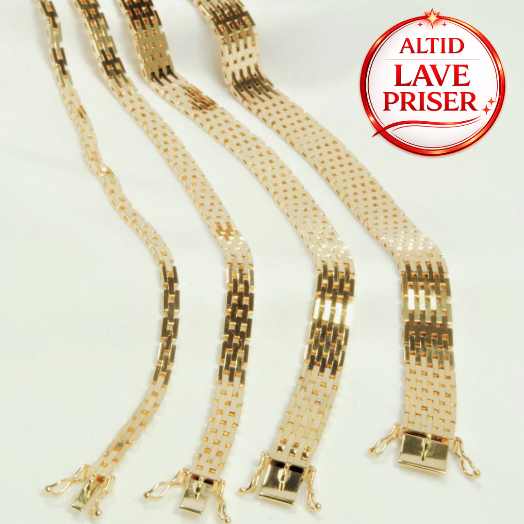 14kt Guld Mursten armbånd 18,5cm