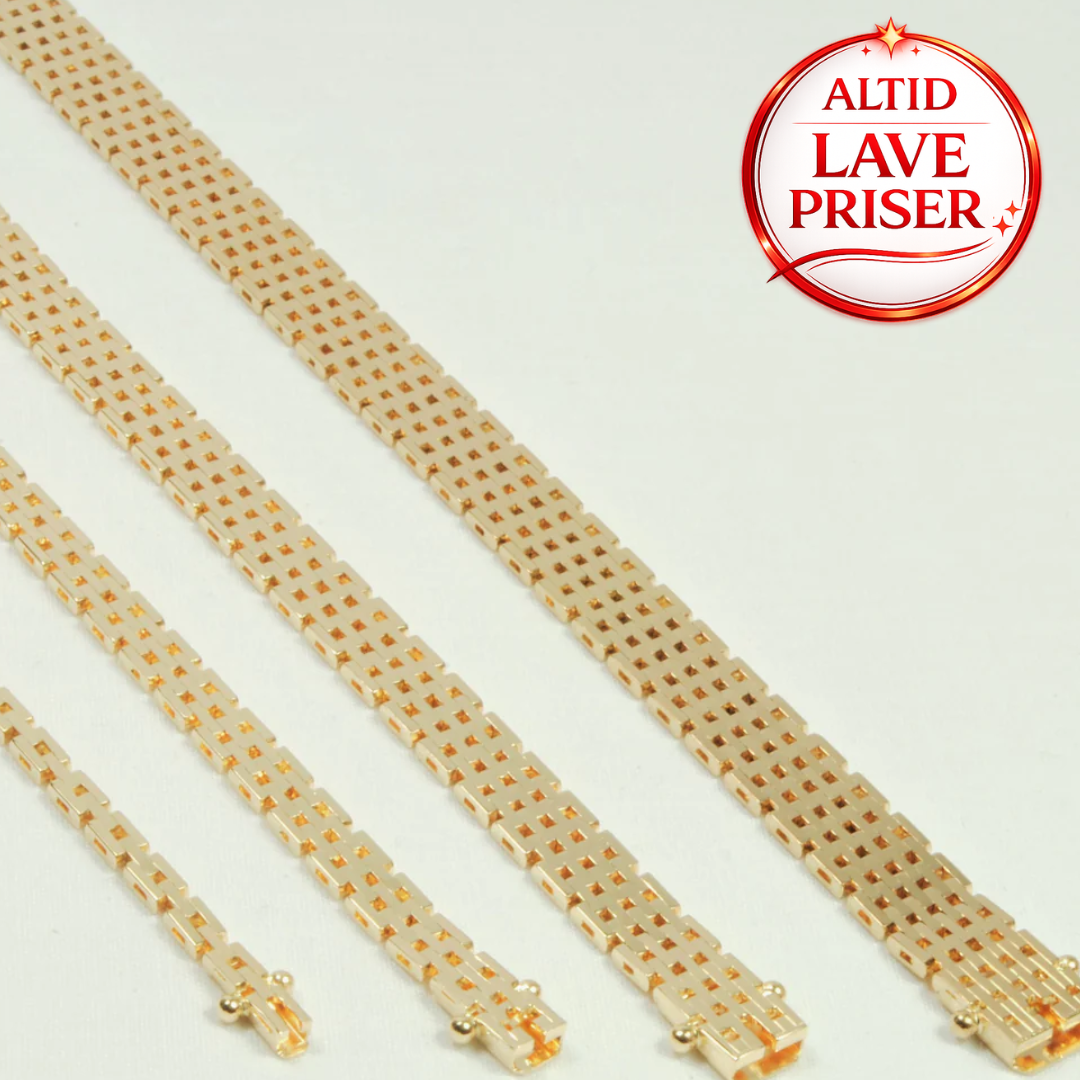 14kt Guld Mursten halskæde ligeløb 42cm