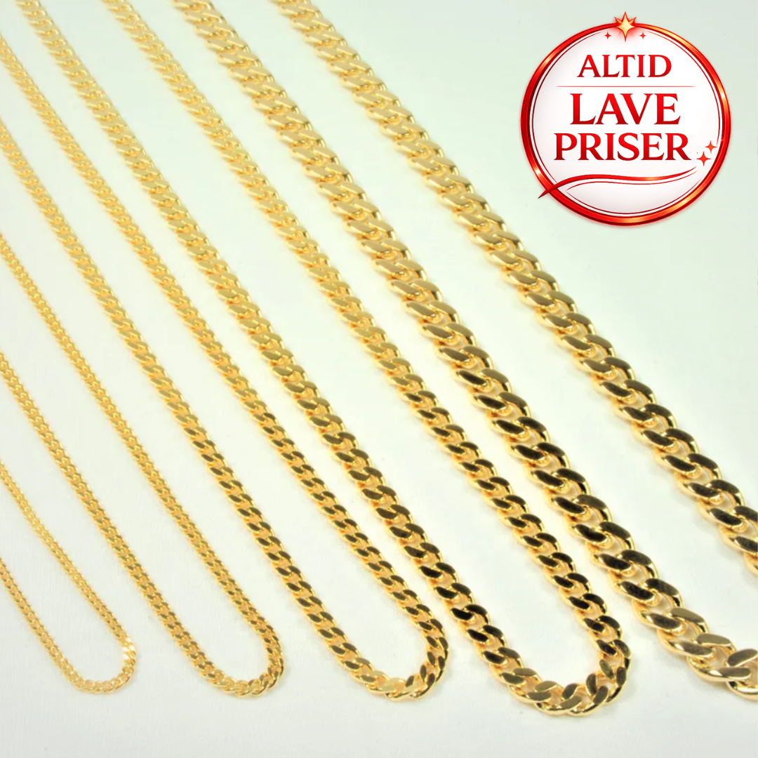 8Kt Guld Panser Facet armbånd 17cm