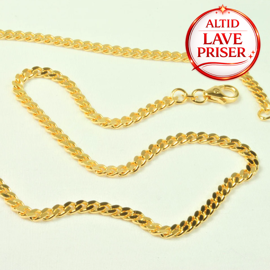 14Kt Guld Panser Facet halskæde 45cm