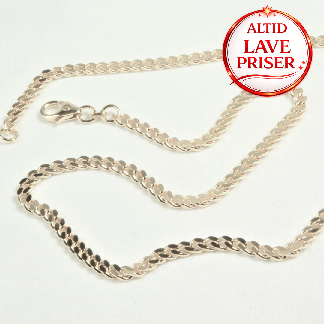 14Kt Hvidguld Panser Facet halskæde 38cm