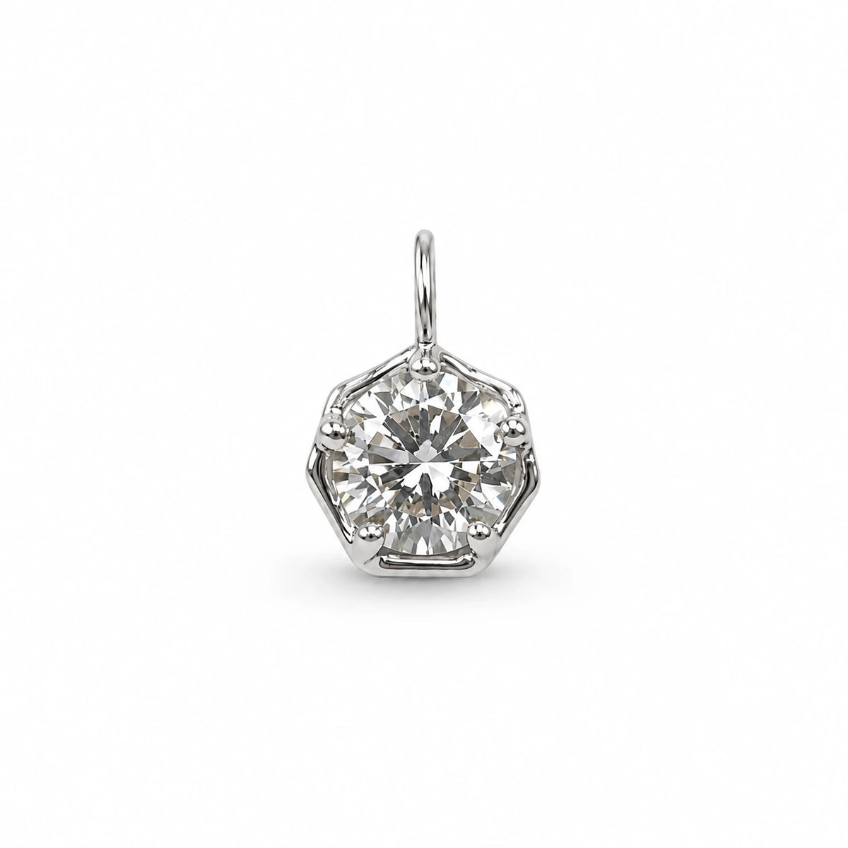 Petersen Jewels Stella vedhæng i 14 kt hvidguld med 0,75 ct labgrown diamant set forfra [ai-redigeret]