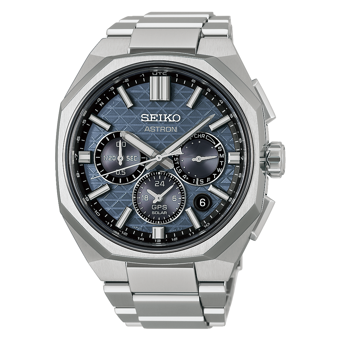 Seiko Astron HAB001J1 GPS Solar herreur med kaliber 5X63, titanium, safirglas, dual-time, kronograf og quick-change system.