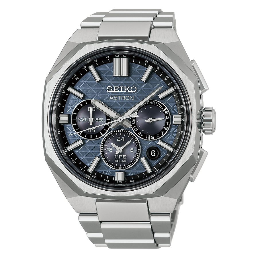 Seiko Astron HAB001J1 GPS Solar herreur med kaliber 5X63, titanium, safirglas, dual-time, kronograf og quick-change system.
